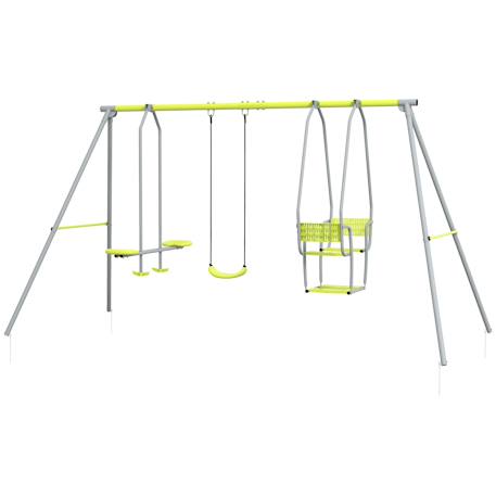 Balançoire 3 agrès portique 2 face à face et balançoire dim. 2,83l x 1,56l x 1,8h m métal époxy Gris 1 - vertbaudet enfant 