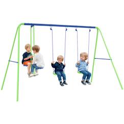 Jouet-Balançoire 3 agrès portique avec 2 balançoires et face à face dim. 2,8l x 1,4l x 1,78h m métal époxy anticorrosion