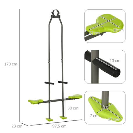 Balançoire agrès face à face enfant 3 à 6 ans - selles larges, guidon, repose-pied Vert 3 - vertbaudet enfant 