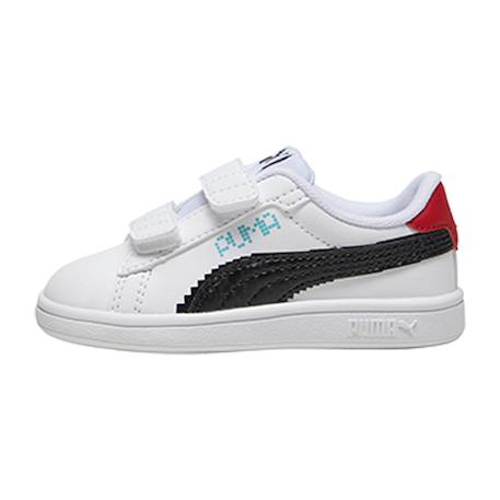 Baskets basses  à scratch Puma blanc noir aqua rouge 2 - vertbaudet enfant 