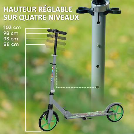 Trottinette pliable réglable enfant hip-hop style frein friction arrière métal Vert 4 - vertbaudet enfant 