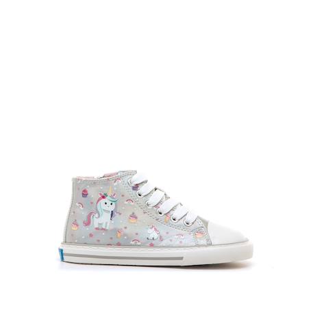 Sneakers filles synthétique fermeture éclair barefoot Grey+White 1 - vertbaudet enfant 