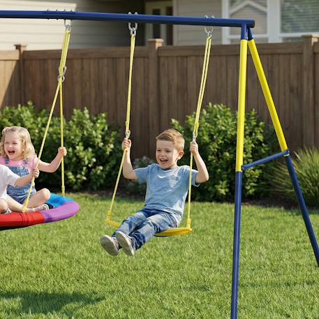 Balançoire portique pour enfant 3 à 8 ans cadre acier Bleu 4 - vertbaudet enfant 