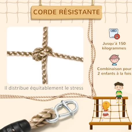 Filet d'escalade enfant pe filet à grimper 3-6 ans 1,5l x 2h m crochets acier galvanisé Beige 6 - vertbaudet enfant 