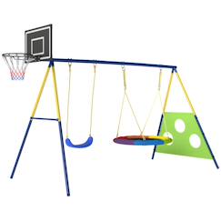 Jouet-Balançoire portique enfant 4 en 1 acier