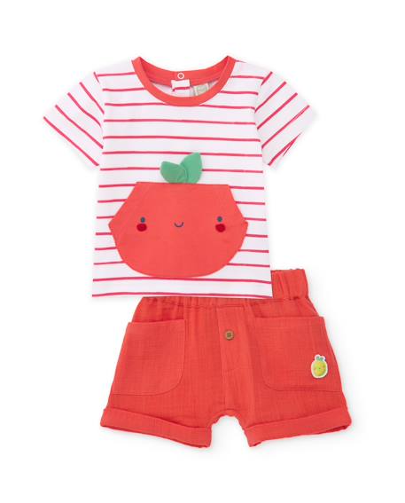Ensemble en tricot pour nouveau-né à rayures Rouge 1 - vertbaudet enfant 