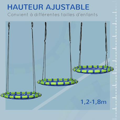 Balançoire nid d'oiseau ronde balançoire panier ø 100 x 120-180h cm accessoires inclus Vert 4 - vertbaudet enfant 
