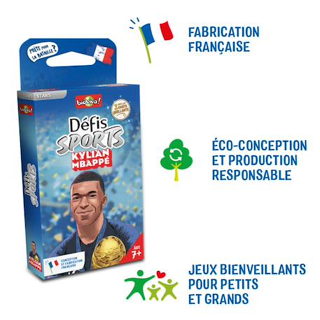 Jeu de cartes - défis sports - kylian mbappé  - dès 7 ans - 2 à 6 joueurs - fabriqué en france et éco-conçu Multicolore 6 - vertbaudet enfant 