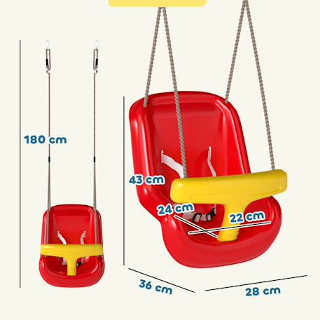 Balançoire bébé dossier haut sécurité hauteur ajustable Rouge 3 - vertbaudet enfant 