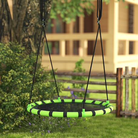 Balançoire nid d'oiseau ronde balançoire panier dia. 1 m 4 anneaux cordages inclus Vert 2 - vertbaudet enfant 