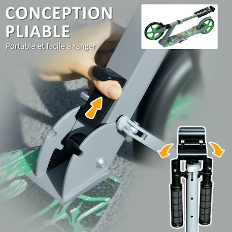 Trottinette pliable réglable enfant hip-hop style frein friction arrière métal Vert 5 - vertbaudet enfant 