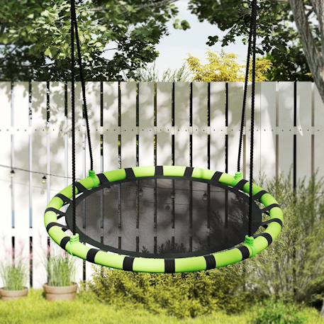 Balançoire nid d'oiseau ronde balançoire panier dia. 1 m 4 anneaux cordages inclus Vert 4 - vertbaudet enfant 