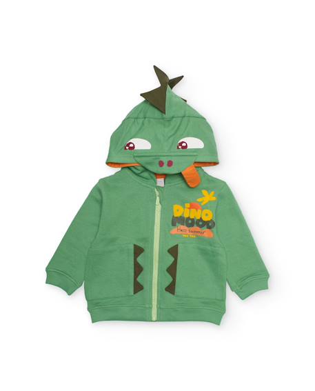 Ensemble garçon en maille avec capuche dinosaure Vert 3 - vertbaudet enfant 