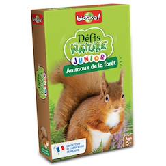 Jouet-Jeux de société-Jeu de cartes - défis nature junior - animaux de la forêt- dès 7 ans - 1 à 4 joueurs - fabriqué en france et éco-conçu