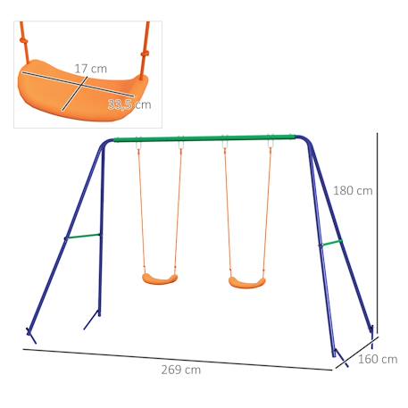 Balançoire 2 agrès portique avec 2 balançoires dim. 2,69l x 1,6l x 1,8h m métal époxy anticorrosion Bleu 3 - vertbaudet enfant 