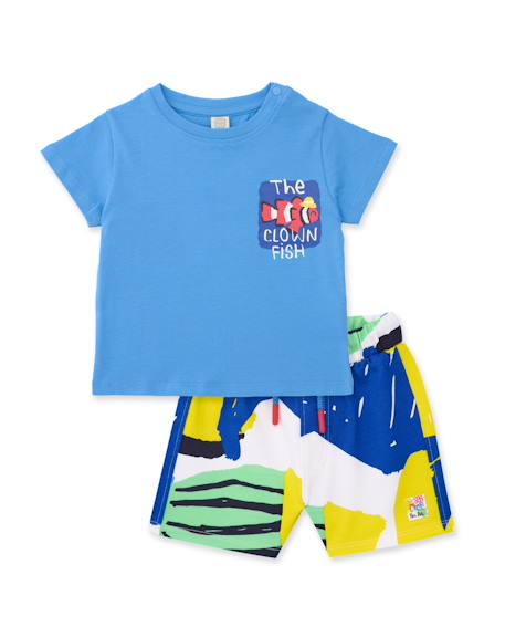 Ensemble en maille pour garçon avec imprimé artistique Bleu 1 - vertbaudet enfant 