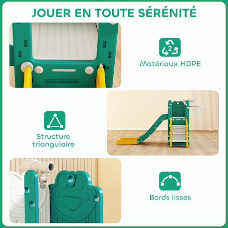 Toboggan enfant design grenouille - panier de basket-ball intégré - ballon, pompe inclus Jaune 5 - vertbaudet enfant 