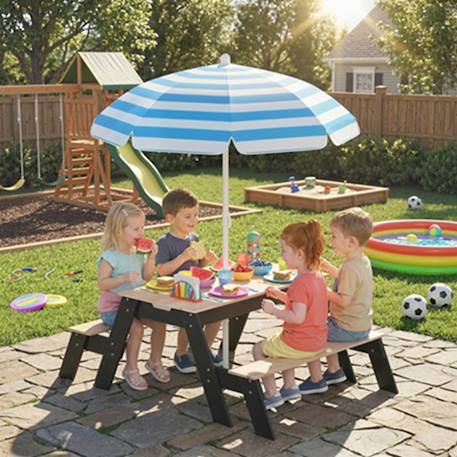 Table de pique-nique enfants - aiyaplay - avec parasol - 2 boîtes de rangement - bois - 3 à 6 ans - 113 x 95 x 160 cm - naturel Finition bois naturel 2 - vertbaudet enfant 