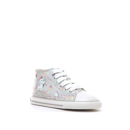 Sneakers filles synthétique fermeture éclair barefoot Grey+White 2 - vertbaudet enfant 