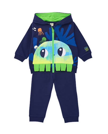 Ensemble garçon en maille avec grand motif frontal Bleu 1 - vertbaudet enfant 