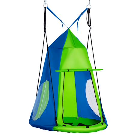 Balançoire nid d'oiseau ronde balançoire panier ø 1 x 1,8h m - tente amovible incluse - 4 anneaux inclus métal époxy oxford haute densité Vert 1 - vertbaudet enfant 