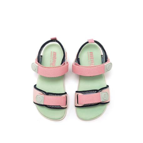 Sandales filles synthétique fermeture adhésive barefoot Rosa-verde 2 - vertbaudet enfant 