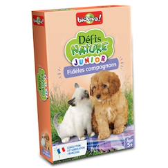 Jouet-Jeux de société-Jeu de cartes - défis nature junior - fidèles compagnons - dès 7 ans - 1 à 4 joueurs - fabriqué en france et éco-conçu