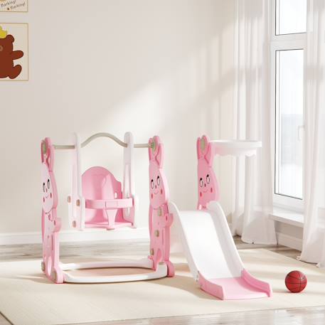 Toboggan balançoire panier basket enfant 3 en 1 design lapin hdpe Rose 2 - vertbaudet enfant 