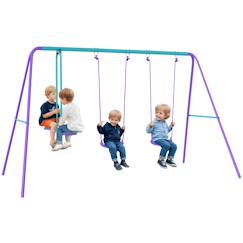 Jouet-Jeux de plein air-Balançoire 3 agrès portique avec 2 balançoires et face à face dim. 2,8l x 1,4l x 1,78h m métal époxy anticorrosion