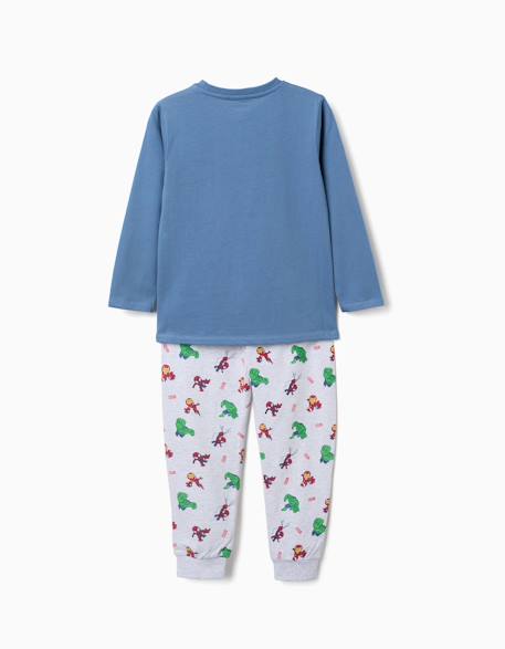 Pyjama en coton à manches longues avec imprimés marvel Bleu 2 - vertbaudet enfant 