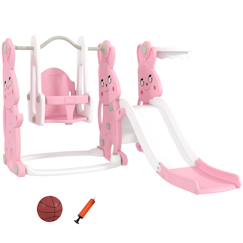 Jouet-Toboggan balançoire panier basket enfant 3 en 1 design lapin hdpe