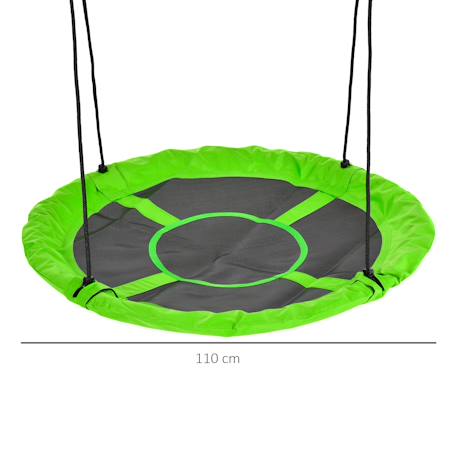 Balançoire nid d'oiseau ronde balançoire panier ø 110 cm 4 anneaux inclus métal époxy oxford haute densité Vert 3 - vertbaudet enfant 