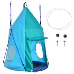 -Balançoire nid d'oiseau ronde balançoire panier ø 1,1 x 1,5h m - tente amovible incluse - accessoires inclus