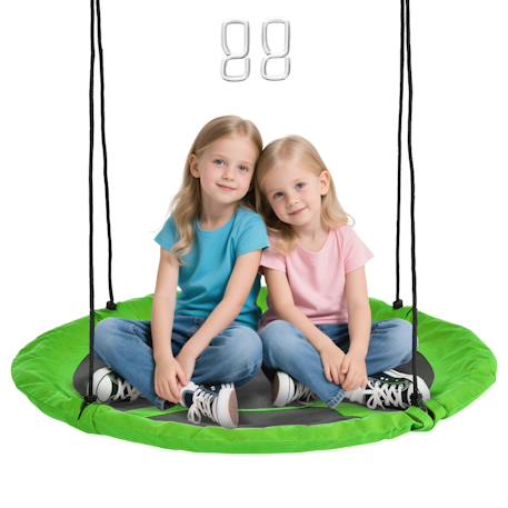 Balançoire nid d'oiseau ronde balançoire panier ø 110 cm 4 anneaux inclus métal époxy oxford haute densité Vert 1 - vertbaudet enfant 