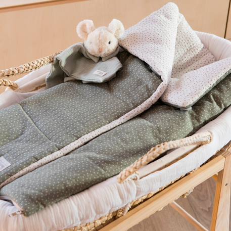 Sac d’emmaillotage bébé en coton avec fermeture enveloppe et zip pieds Vert, écru 5 - vertbaudet enfant 