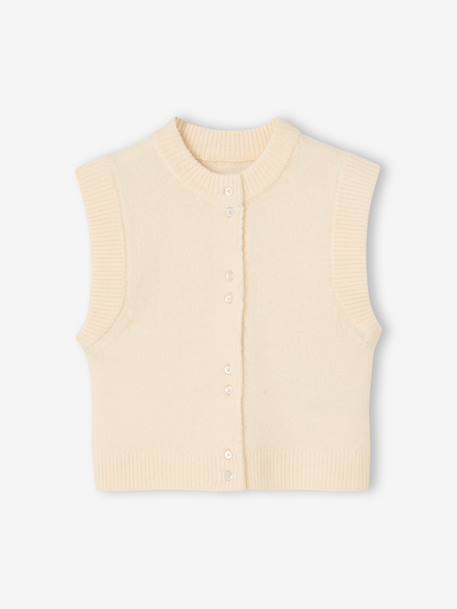 Fille-Pull, gilet, sweat-Gilet-Gilet sans manches fille boutonné devant