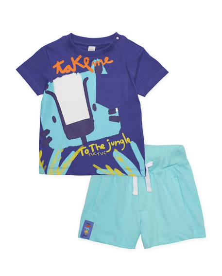 Ensemble garçon en maille inspiré de la jungle Violet 1 - vertbaudet enfant 