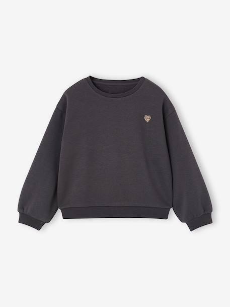 Sweat fille motif imprimé anthracite+corail+pivoine+sauge+vanille+violine 3 - vertbaudet enfant 