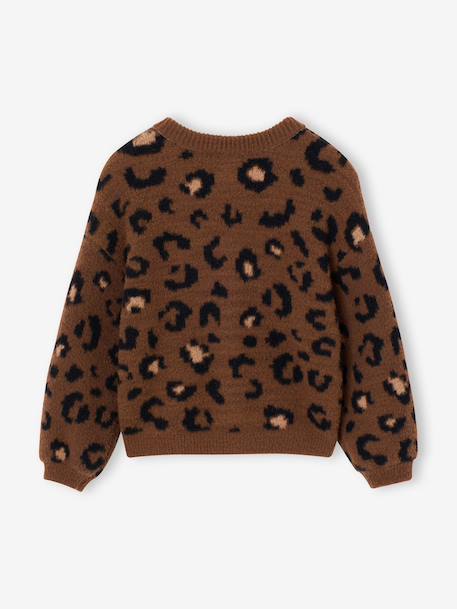 Gilet fille motif maille mousseuse chocolat+écru+marron+vert 8 - vertbaudet enfant 