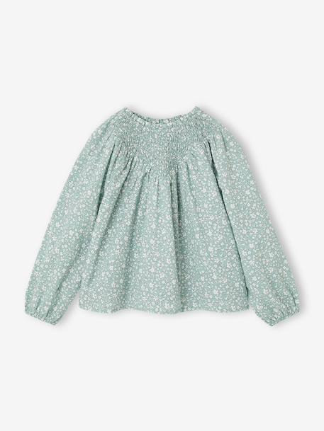 Blouse fille manches smockées ivoire+vanille+vert sauge 8 - vertbaudet enfant 