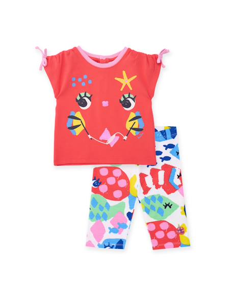 Ensemble en maille pour fille avec nœuds aux manches Rouge 1 - vertbaudet enfant 