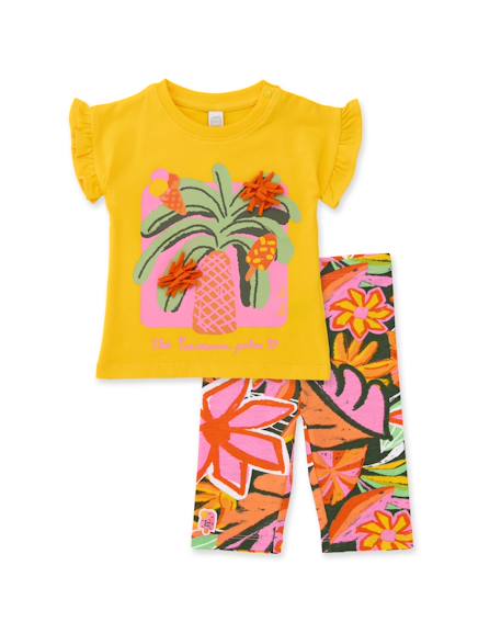 Ensemble fille en maille avec détails en relief Jaune 1 - vertbaudet enfant 