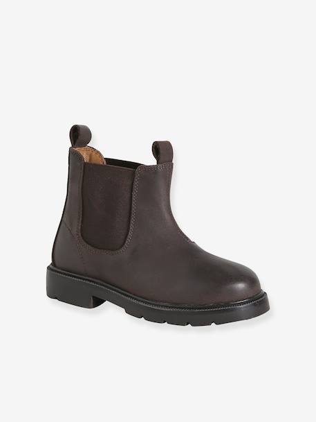 Boots enfant garçon cuir élastiquées brun 1 - vertbaudet enfant 