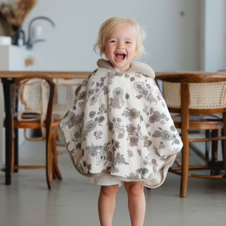 Poncho polaire teddy bardot Gris, écru, rose 2 - vertbaudet enfant 