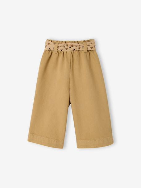 Pantalon bébé fille large ceinture à nouer beige+caramel+violine 2 - vertbaudet enfant 