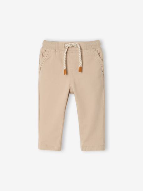 Pantalon en sergé doublé bébé garçon beige+Encre+noix de pécan+vert bouteille 1 - vertbaudet enfant 