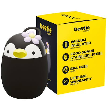 Boîte repas isotherme bestie foodie pingouin (600 ml) Noir, blanc, jaune 4 - vertbaudet enfant 