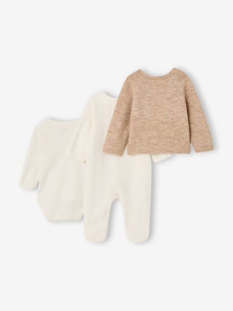 Lot de 3 pièces naissance beige chiné 5 - vertbaudet enfant 