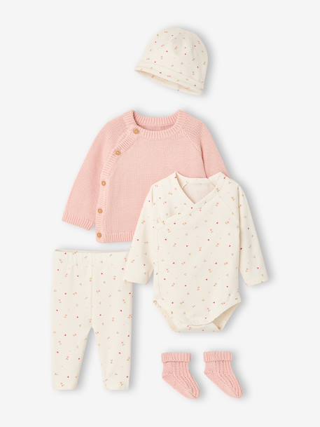 Ensemble 5 pièces naissance bébé fille rose 1 - vertbaudet enfant 
