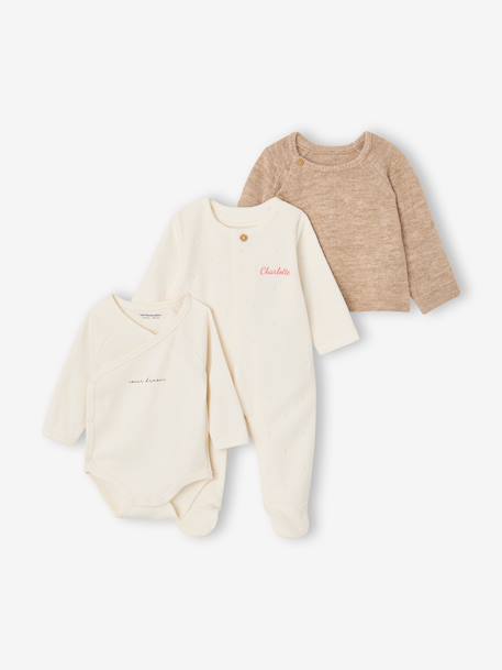 Lot de 3 pièces naissance beige chiné 11 - vertbaudet enfant 